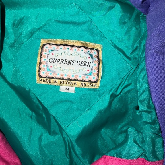 Vintage Current Seen Teal and Purple Ski Jacket with Pink Accents - Picture 2 of 3